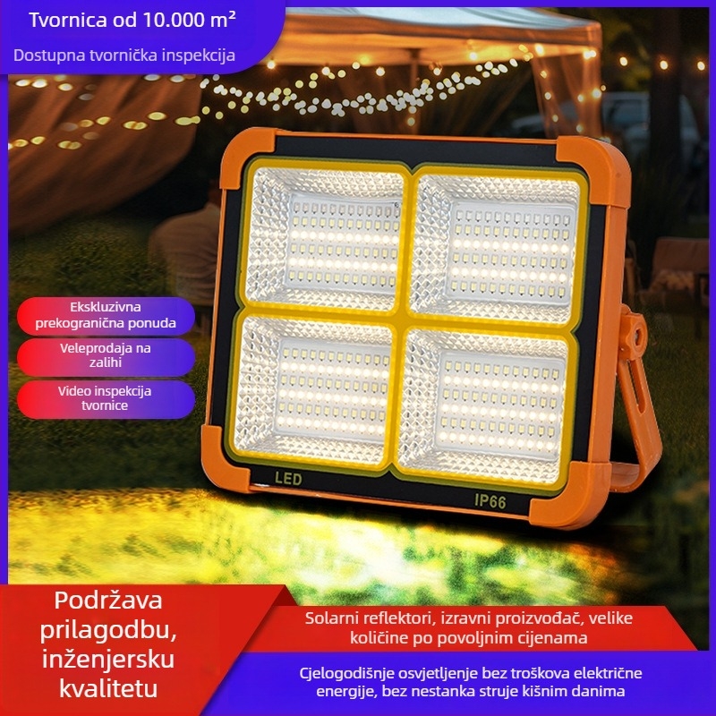 Solarna LED svjetiljka za vanjsku upotrebu, USB punjiva lampica za šator, kamperska LED lampica, višenamjenska LED svjetiljka