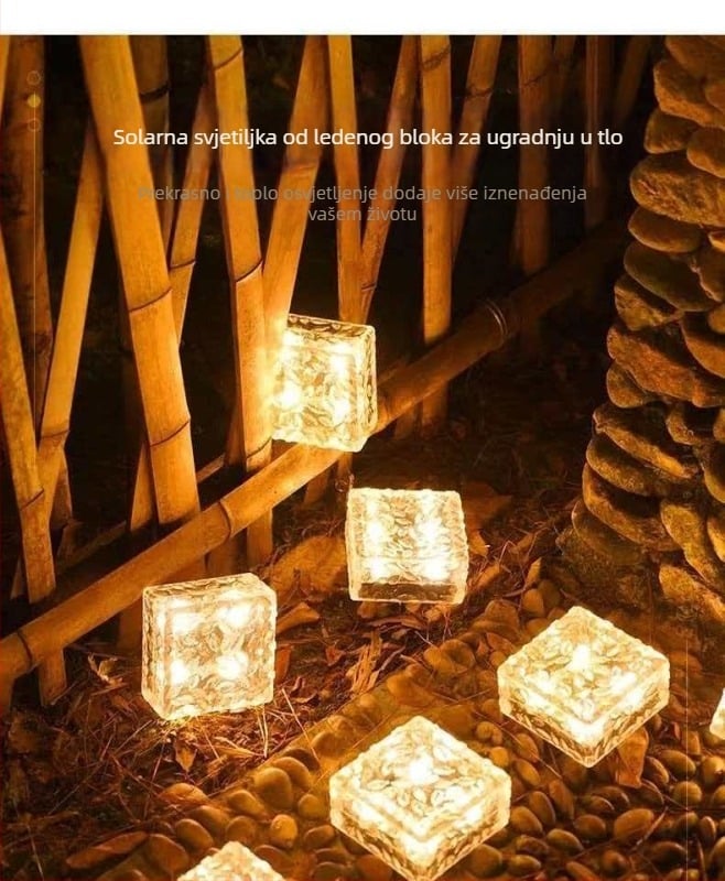 Vanjske solarne lampe, vodootporne, dekorativne za krajolik vrta, Ice Brick lampe, staklene podne pločice, kvadratno podzemno osvjetljenje, vrtne lampe