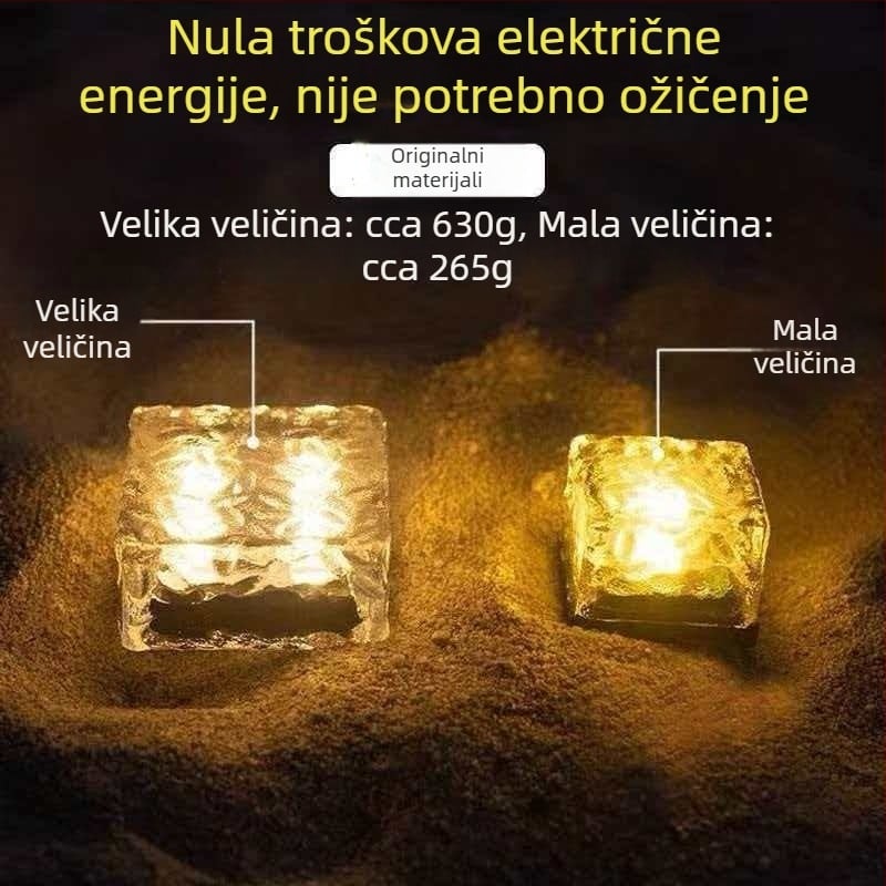Vanjske solarne lampe, vodootporne, dekorativne za krajolik vrta, Ice Brick lampe, staklene podne pločice, kvadratno podzemno osvjetljenje, vrtne lampe