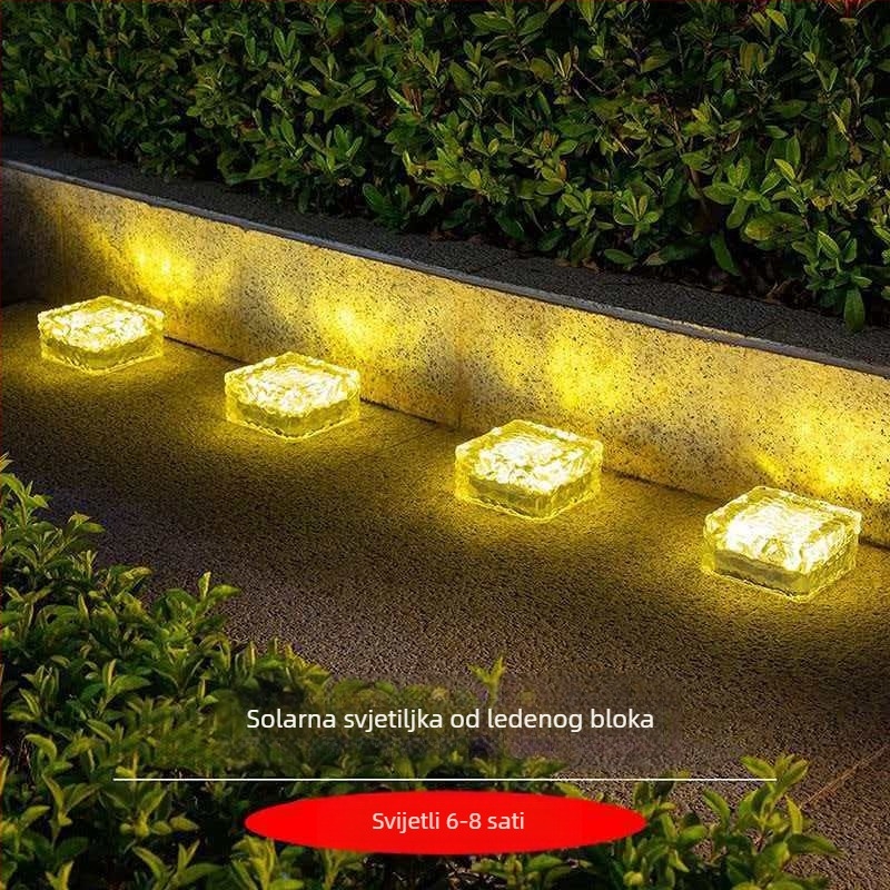 Vanjske solarne lampe, vodootporne, dekorativne za krajolik vrta, Ice Brick lampe, staklene podne pločice, kvadratno podzemno osvjetljenje, vrtne lampe