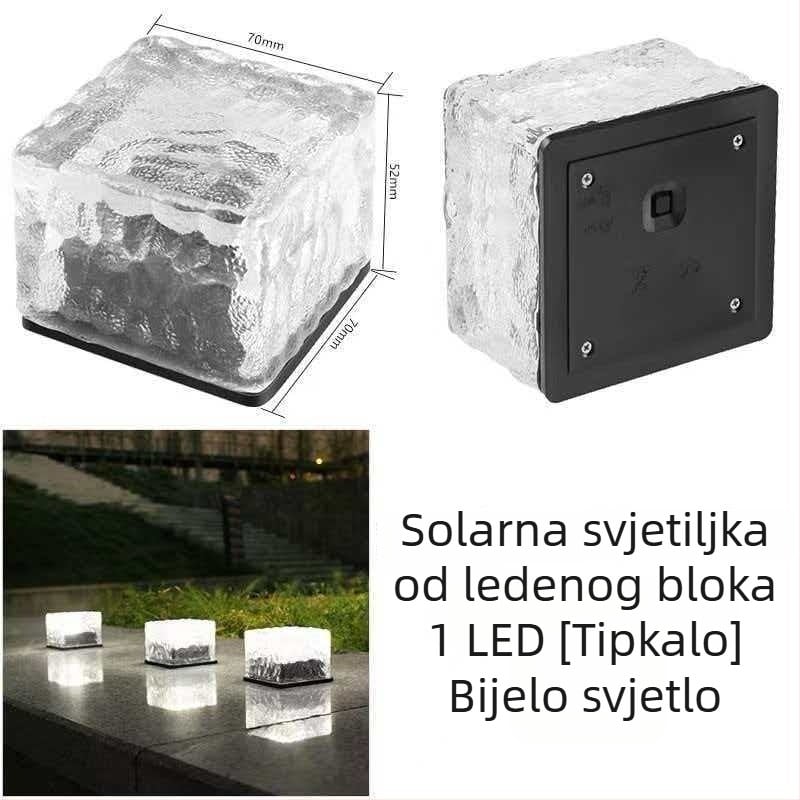 Vanjske solarne lampe, vodootporne, dekorativne za krajolik vrta, Ice Brick lampe, staklene podne pločice, kvadratno podzemno osvjetljenje, vrtne lampe