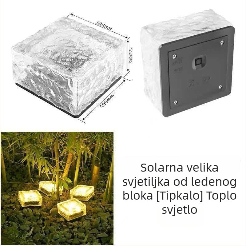 Vanjske solarne lampe, vodootporne, dekorativne za krajolik vrta, Ice Brick lampe, staklene podne pločice, kvadratno podzemno osvjetljenje, vrtne lampe