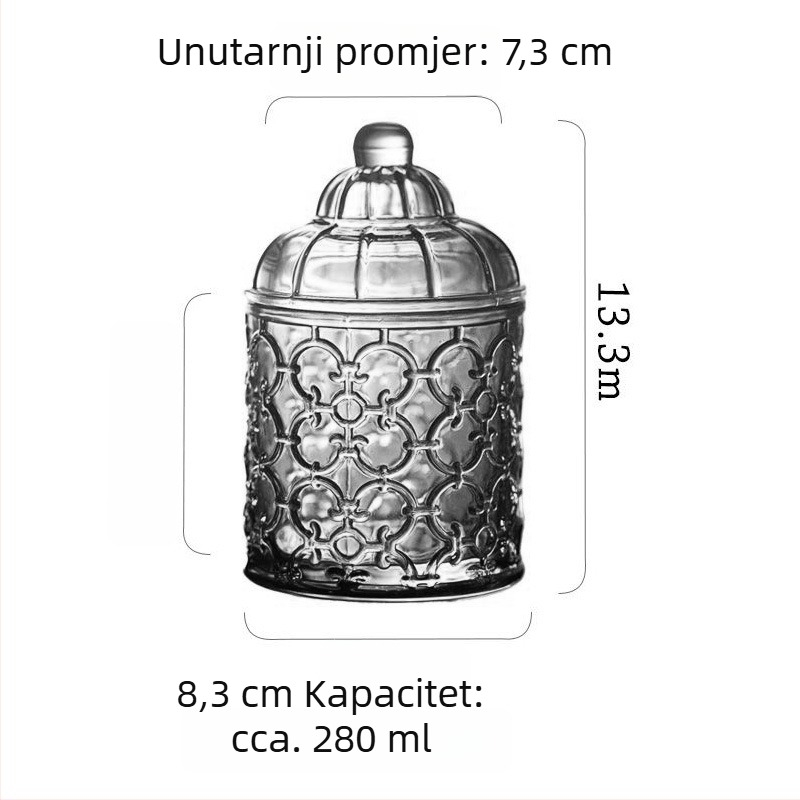 Prozirna staklena posuda za pohranu, smaragdno zelena, za štapiće od pamuka i nakit, retro dekor