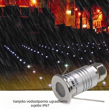 LED vanjska vodootporna 1W mini podzemna svjetiljka, kvadratna podzemna rasvjeta, IP67, otvor Ø17 mm, topla bijela 3000K