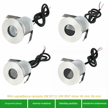LED podzemna svjetiljka, 45 mm ugrađena u podlogu, vanjska vodootporna reflektor rasvjeta za vrt, 3W pejzažno osvjetljenje