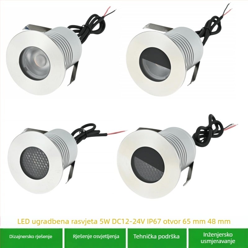 LED podzemna svjetiljka, 45 mm ugrađena u podlogu, vanjska vodootporna reflektor rasvjeta za vrt, 3W pejzažno osvjetljenje