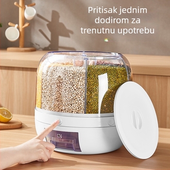 Rotirajući spremnik za rižu s višestrukim odjeljcima, plastični, otporan na insekte i vlagu, zatvoren spremnik za žitarice