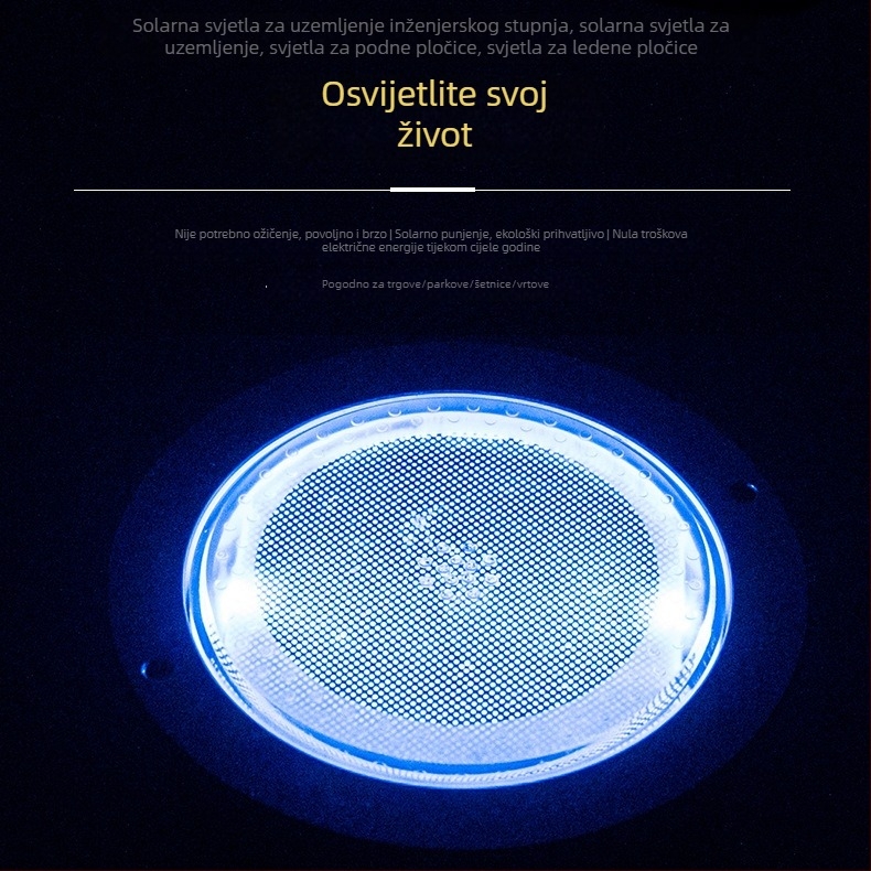 LED ugrađeno svjetlo za podnu ploču, za vanjske prostore, trgove i šetnice, solarno i vodootporno, inženjerske klase