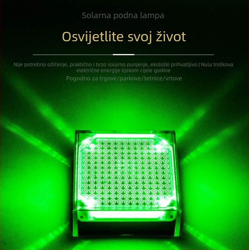 Kvadratno solarno LED svjetlo za ugradnju na otvoreno, za parkove i trgove, ugrađena LED svjetiljka