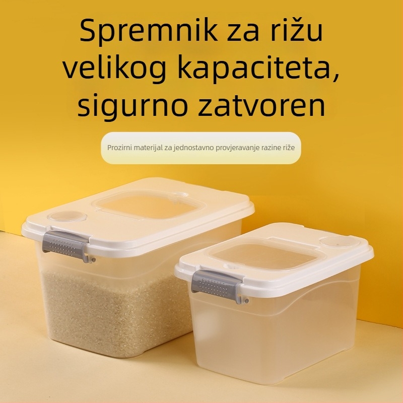Hermetična posuda za skladištenje riže — otporna na insekte i vlagu, hrana odobrena kvaliteta, moderan minimalistički dizajn, kapacitet 10 L i više