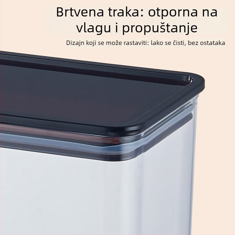 Prozirna plastična četvrtasta posuda za kuhinju za skladištenje žitarica, praška od kave i voćnog praha