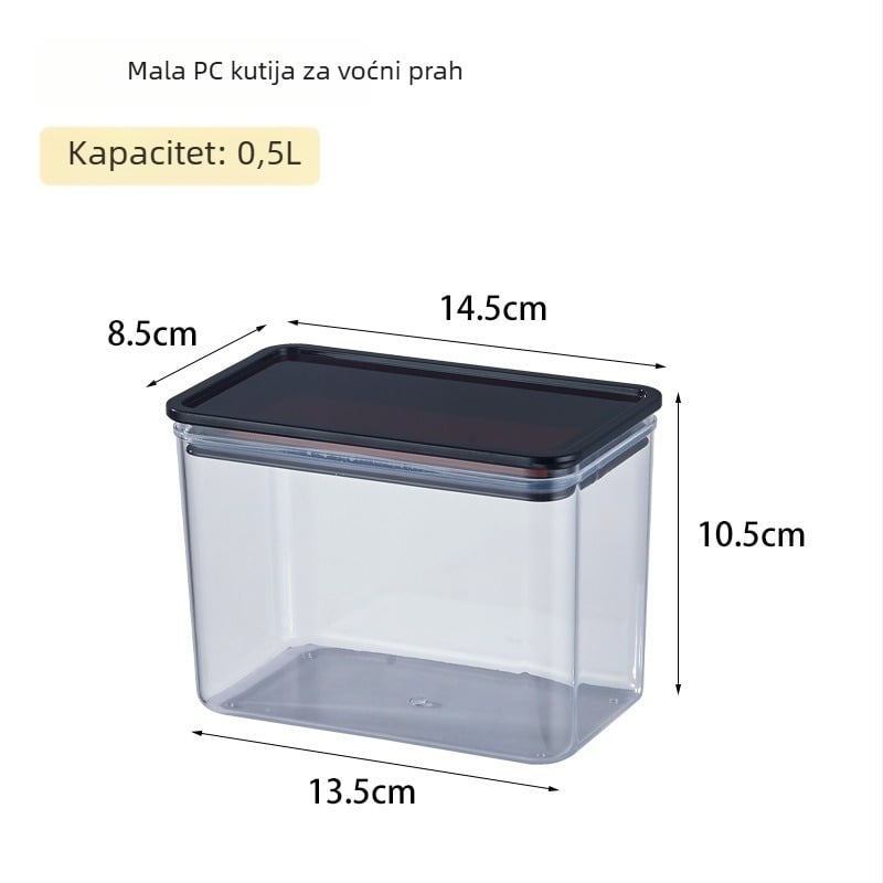 Prozirna plastična četvrtasta posuda za kuhinju za skladištenje žitarica, praška od kave i voćnog praha