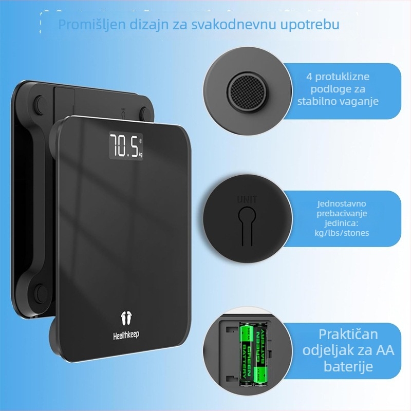 Inteligentna digitalna vaga za kupaonicu, kućna upotreba, precizno mjerenje tjelesne težine