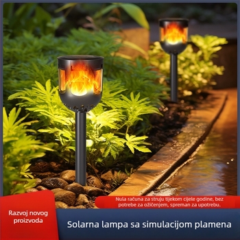 Solarna vanjska vrtna lampa s LED efektom plamena, vodootporna rasvjeta za travu i ukrašavanje dvorišta vile
