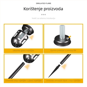 Solarna vanjska vrtna lampa s LED efektom plamena, vodootporna rasvjeta za travu i ukrašavanje dvorišta vile