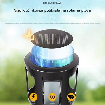 Solarna vanjska vrtna lampa s LED efektom plamena, vodootporna rasvjeta za travu i ukrašavanje dvorišta vile