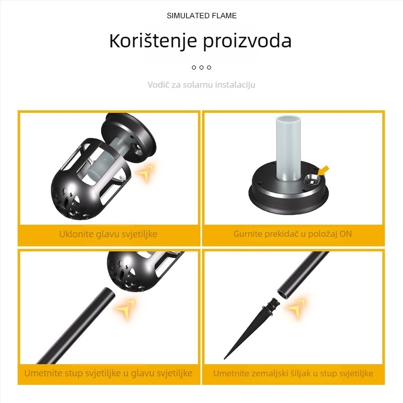 Solarna vanjska vrtna lampa s LED efektom plamena, vodootporna rasvjeta za travu i ukrašavanje dvorišta vile