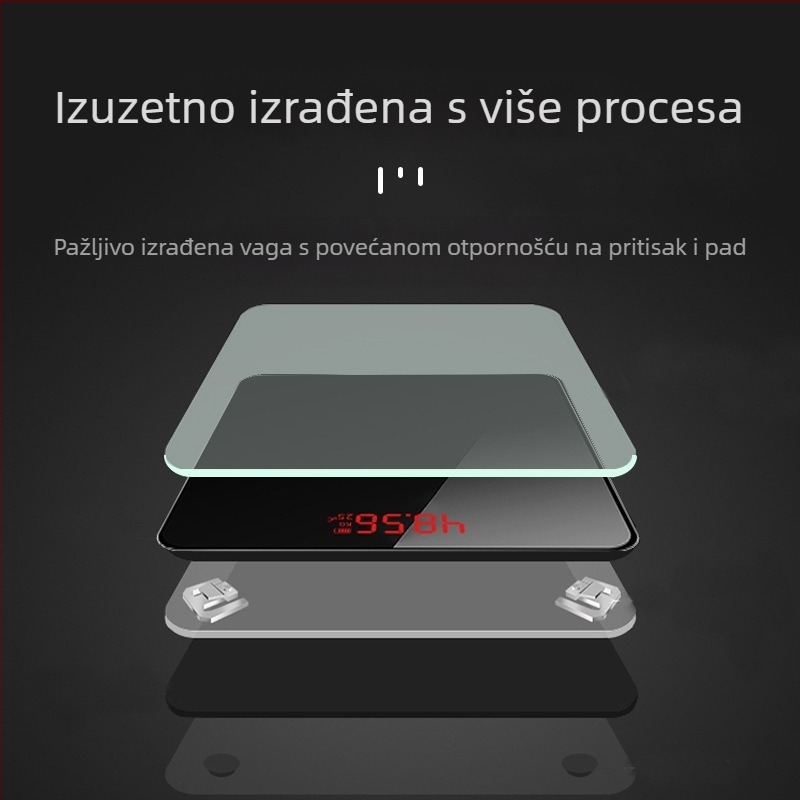 Amuksen kućna vaga, precizna elektronička vaga s skrivenim LED zaslonom, punjiva, mjerenje tjelesne težine do 180 kg