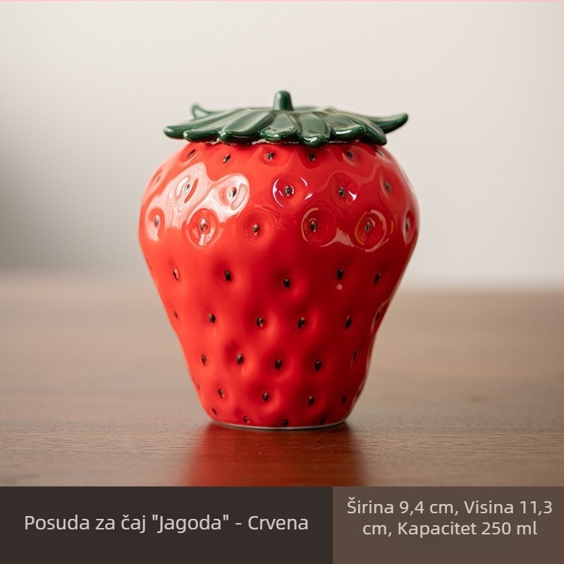 Keramički stak za čaj s motivom jagode, zatvoreni spremnik za skladištenje, dekorativni predmet