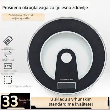 Kružna digitalna vaga za kupaonicu – precizno mjerenje tjelesne težine, kućna upotreba, baterijsko napajanje