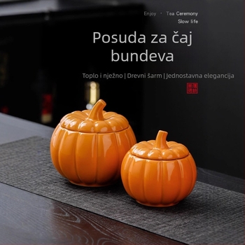 Keramična posuda za čaj i slatkiše u obliku tikve, sa zatvaračem, svadbena dekoracija, kućna kuhinja, slatko i zabavno