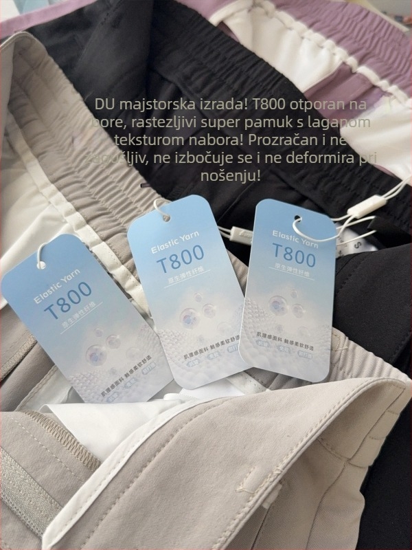 Ženske hlače od poliestera, otporne na nabor, ležerni kroj, visok struk, udobne za svakodnevno nošenje