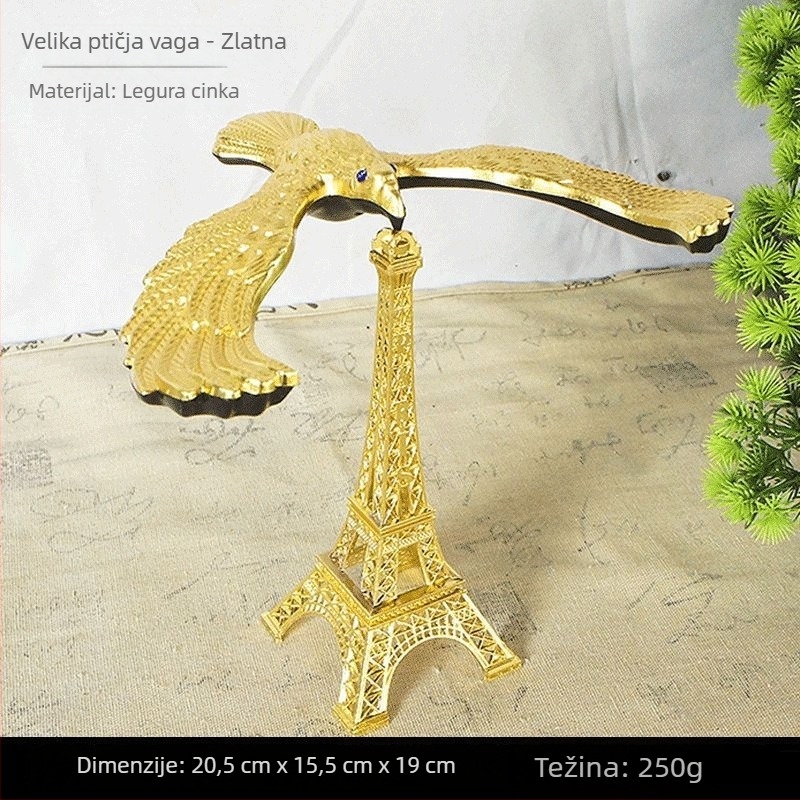Uredska dekoracija od legure: mini Eiffelov toranj, balansirajuća ptica i orao, fotografijska rekvizita, trobojne boje