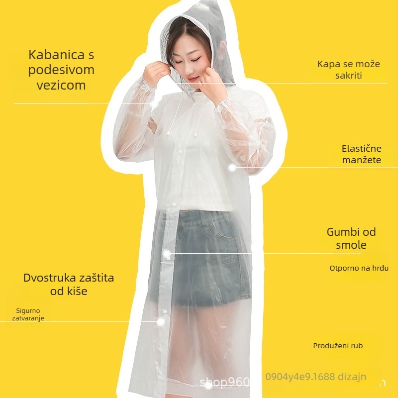EVA jednodelni kišni kaput za odrasle, lagan, vodootporan, za vanjsku upotrebu