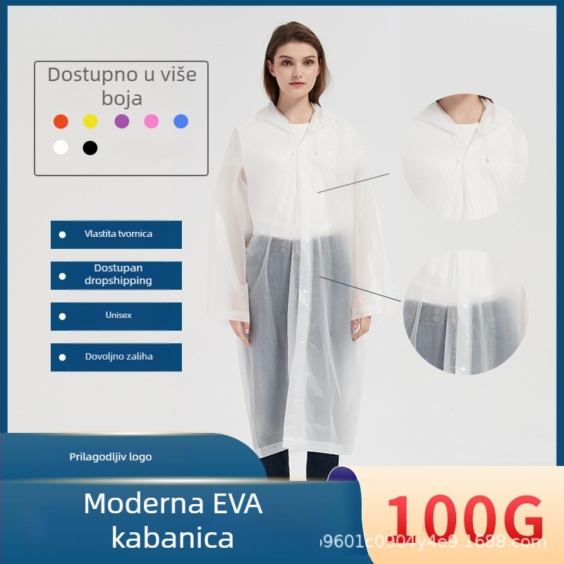 EVA jednodelni kišni kaput za odrasle, lagan, vodootporan, za vanjsku upotrebu