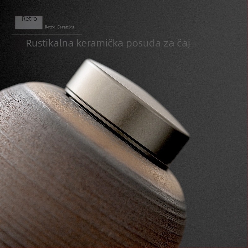 Retro keramička posuda za čaj sa limenim poklopcem, vodonepropusno zatvaranje, velika zapremina za skladištenje čaja
