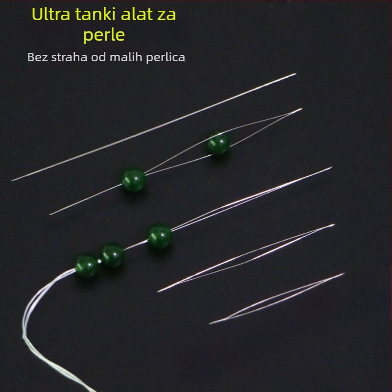 Ultra-tanka igla za perle za narukvice i ogrlice, igla za navlačenje, DIY ručna izrada, duga i tanka igla s otvorenim krajem