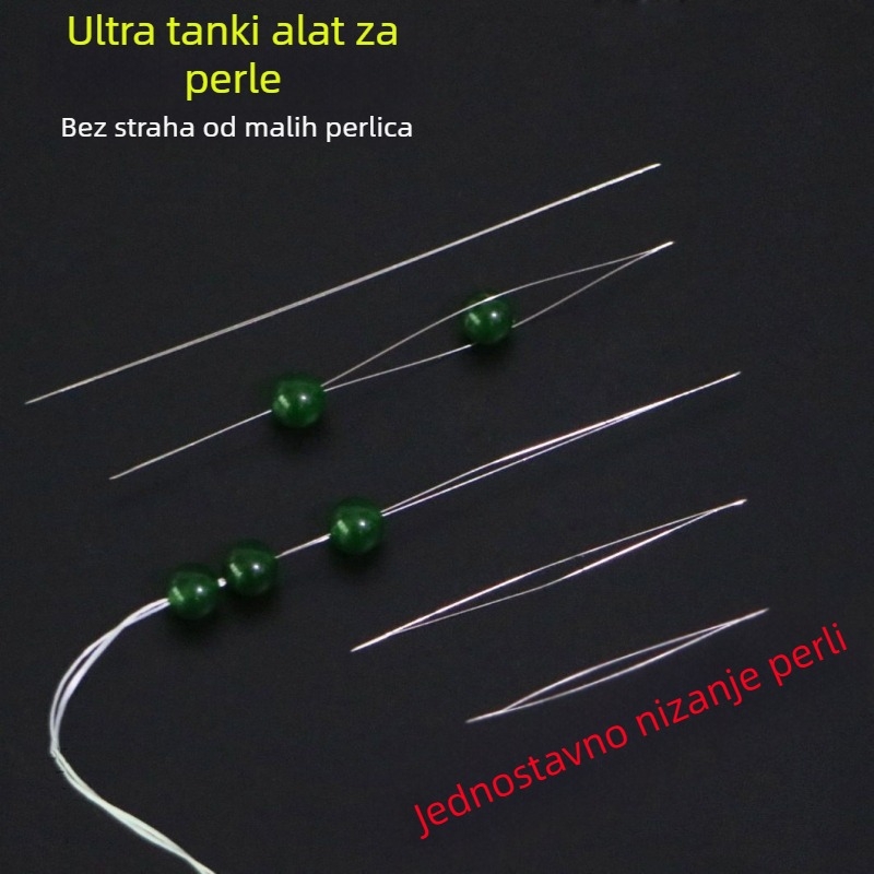 Ultra-tanka igla za perle za narukvice i ogrlice, igla za navlačenje, DIY ručna izrada, duga i tanka igla s otvorenim krajem