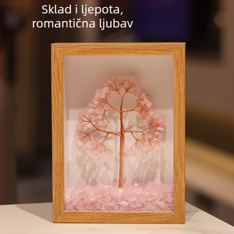 Ružičasto kristalno stablo – okvir za fotografije, elegantna kućna dekoracija za dnevni boravak, hodnik i radni stol