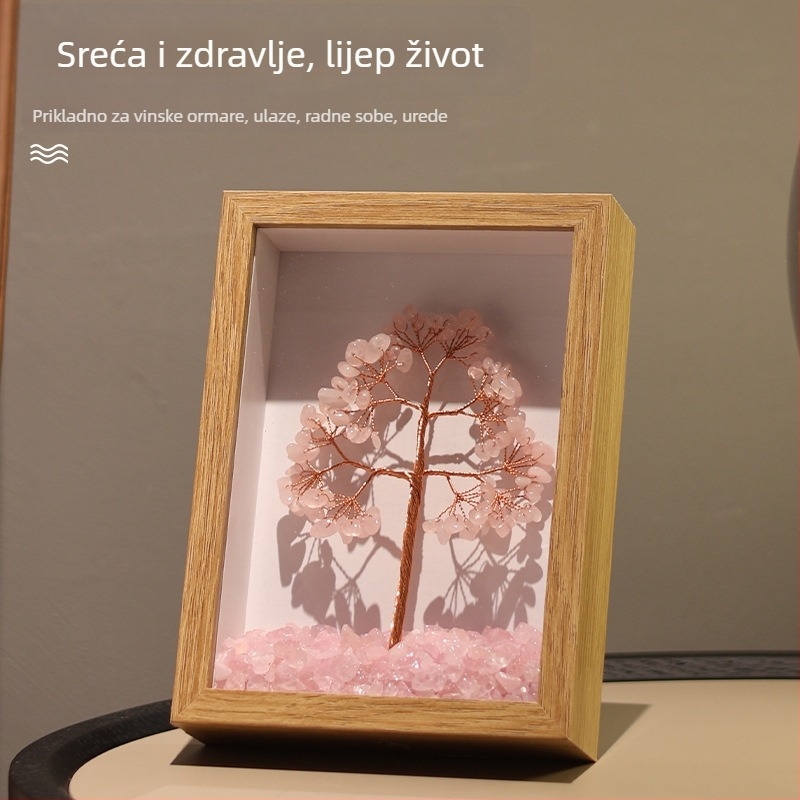 Ružičasto kristalno stablo – okvir za fotografije, elegantna kućna dekoracija za dnevni boravak, hodnik i radni stol