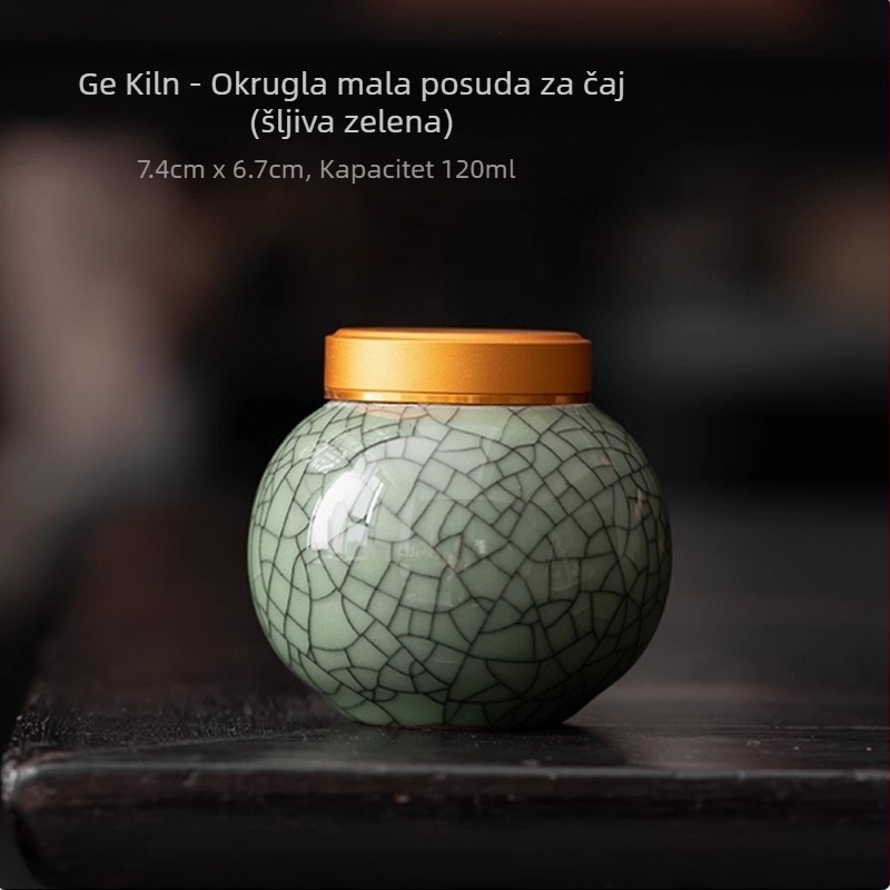 Mala Celadon Ge Kiln keramička posuda za kinesku medicinu, zatvorena posuda za pohranu praha dendrobija, posuda za čaj
