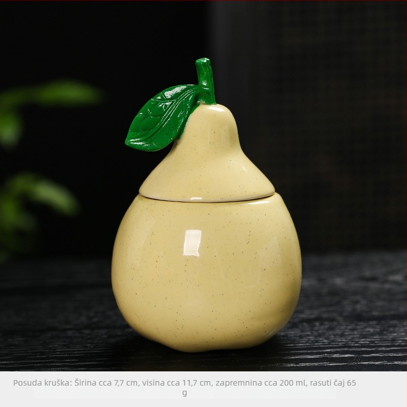 Keramički spremnik za čaj u obliku kruške i staklenka za bombone Snow Pear — kreativan poklon s otiskom logotipa