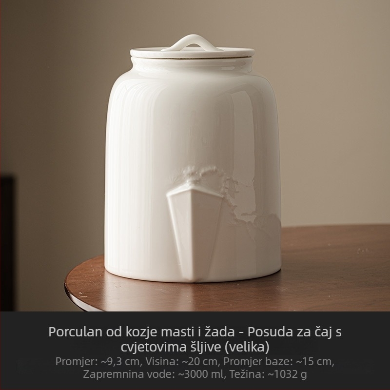 Dehua bijela porcelanska kutija za čaj s motivom cvijeta šljive, zatvorena, otporna na vlagu, keramički spremnik za čaj, velik kapacitet
