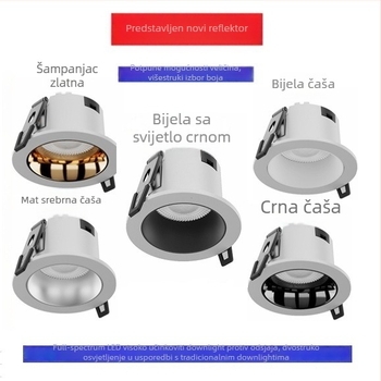 LED ugrađeni downlight u plafon s antirefleksijom, pun spektar, zaštita očiju, ugrađen spot