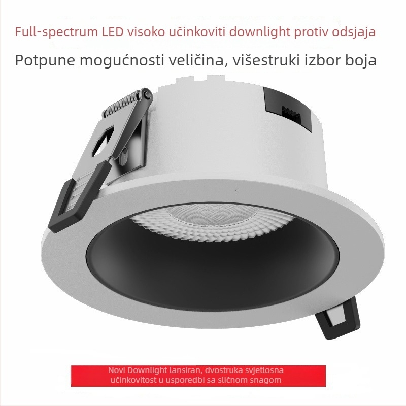LED ugrađeni downlight u plafon s antirefleksijom, pun spektar, zaštita očiju, ugrađen spot