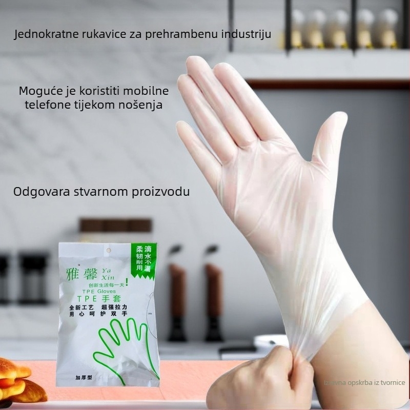 Rukavice za jednokratnu upotrebu, prehrambene kvalitete, za kuhinju: tijesto, pečenje, pranje posuđa i čišćenje.