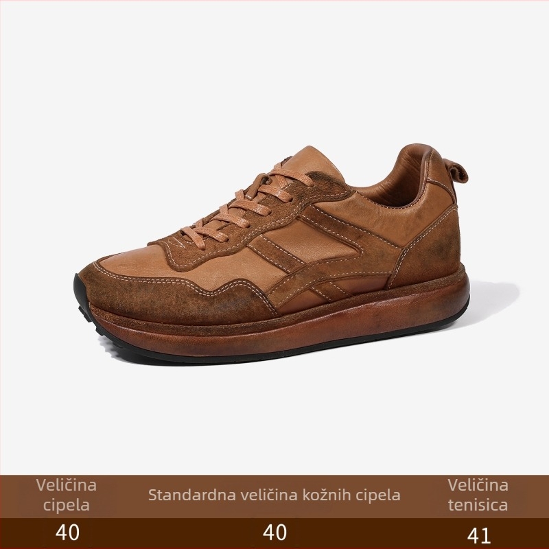 Muške cipele u vintage stilu, retro njemačke trening cipele, kožne poslovno-casual cipele s debelim potplatom za sport i putovanja.
