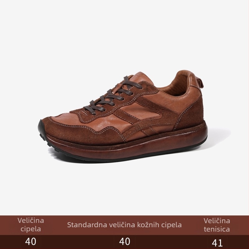 Muške cipele u vintage stilu, retro njemačke trening cipele, kožne poslovno-casual cipele s debelim potplatom za sport i putovanja.