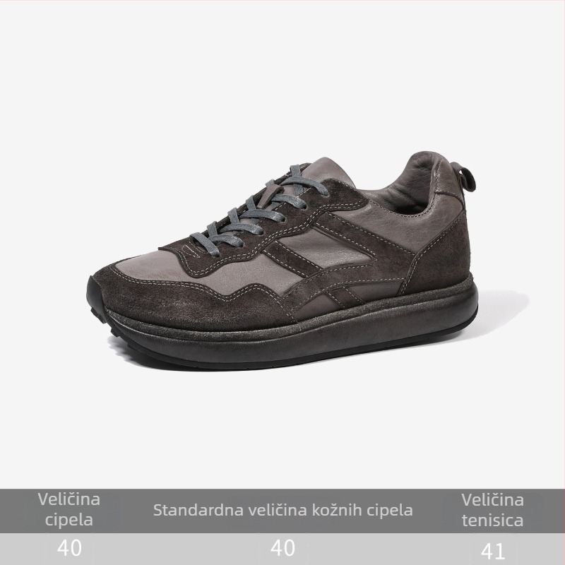 Muške cipele u vintage stilu, retro njemačke trening cipele, kožne poslovno-casual cipele s debelim potplatom za sport i putovanja.