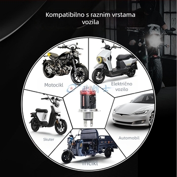 LED prednje svjetlo za motocikl s H4, velika leća i rashladni ventilator, prednje svjetlo za tricikl