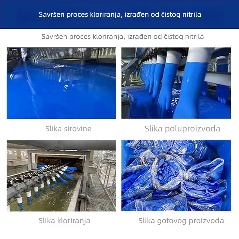 Nitril jednorazovne rukavice za pranje posuđa, kuhinjska upotreba, izdržljive, prehrambena kvaliteta, otporne na ulje, produžene duljine