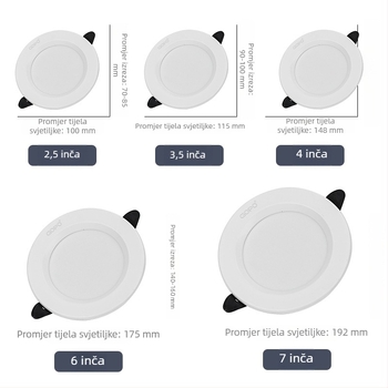 GOPO ugrađeni LED downlight A6LED, 5W–24W, komercijalno i uredsko osvjetljenje