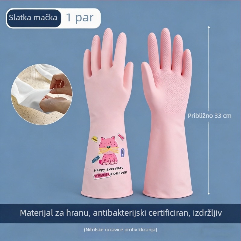 Šarene nitrilne kućne rukavice za pranje posuđa i čišćenje, s karikaturnim uzorkom