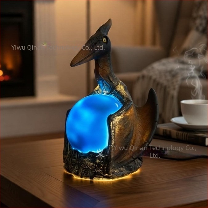 Noćna LED svjetiljka s pterosaurom, dekorativna figura od smole za stol