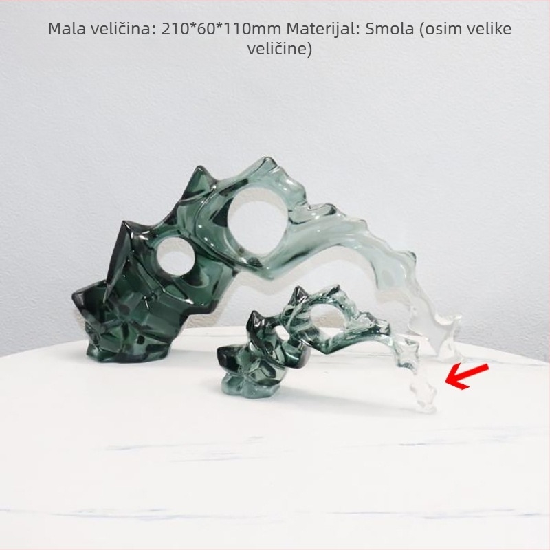 Moderne kineskog stila, prozirna smola, apstraktni planinski oblik, držač za knjige, dekorativni komad s blagim luksuzom