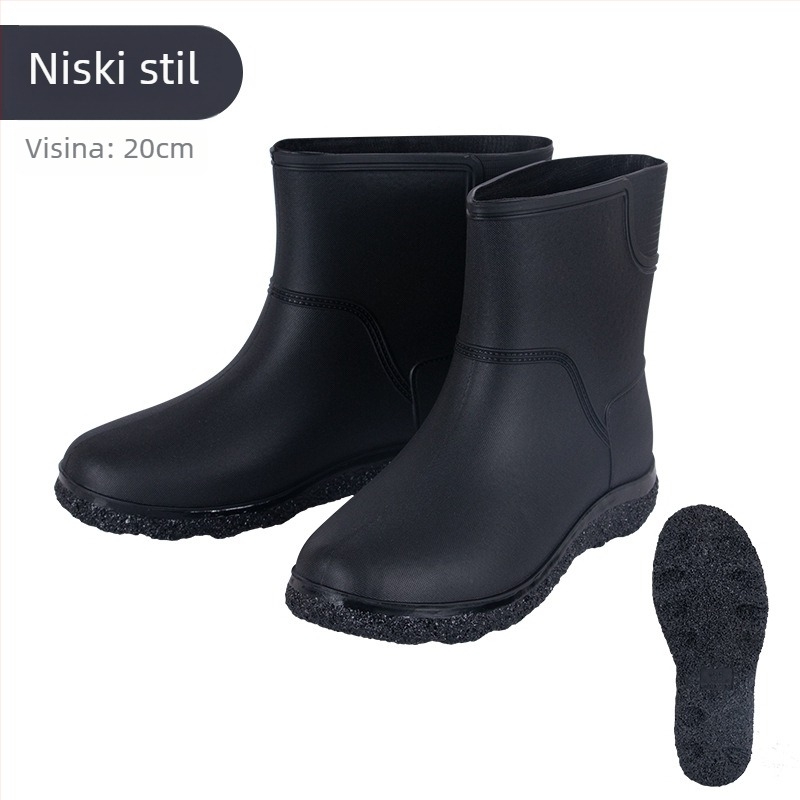 Muške čizme za kišu srednje visine – protuklizne, izdržljive, debela potplata, gumene radne čizme
